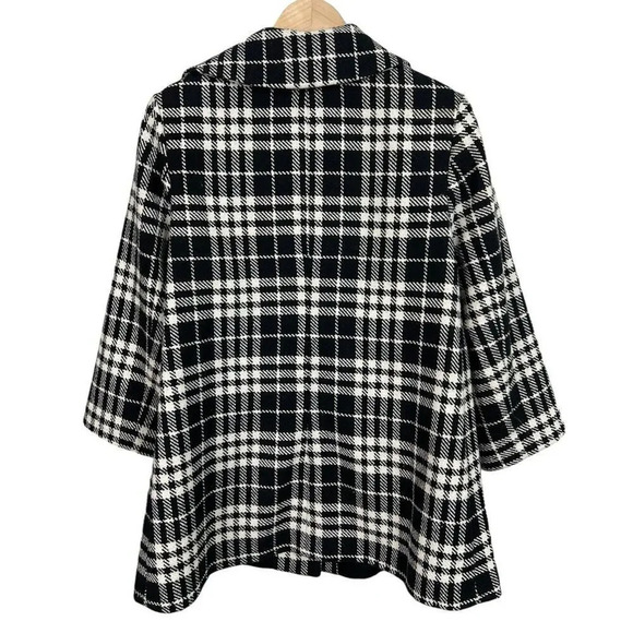 Anne Taylor Plaid Peacoat Size 6 Black & White Recycled Wool Blend Women’s - Picture 2 of 11